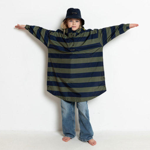 VIVI MARI Raincoat Bold Stripes Navy/Olive (7-9 Jahre)