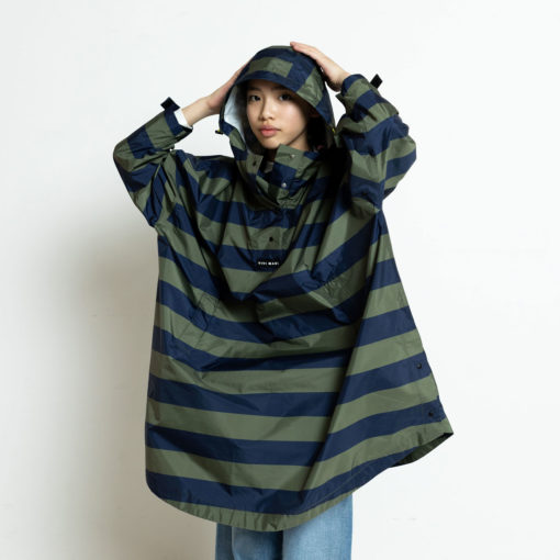 VIVI MARI Raincoat Bold Stripes Navy/Olive (10-12 Jahre)