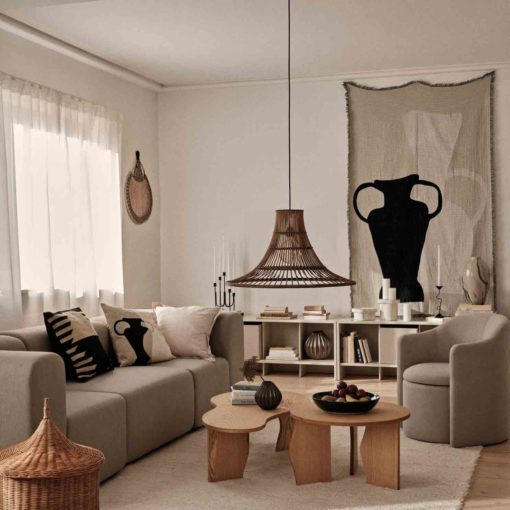 Broste Copenhagen Wandteppich Beige/Black