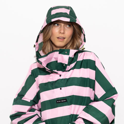 VIVI MARI Raincoat Bold Stripes Green/Rose
