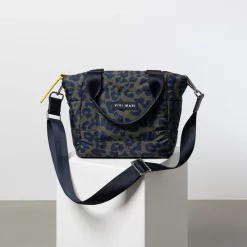 VIVI MARI Padded Tote Bag Leo Splashes Navy/Olive Small