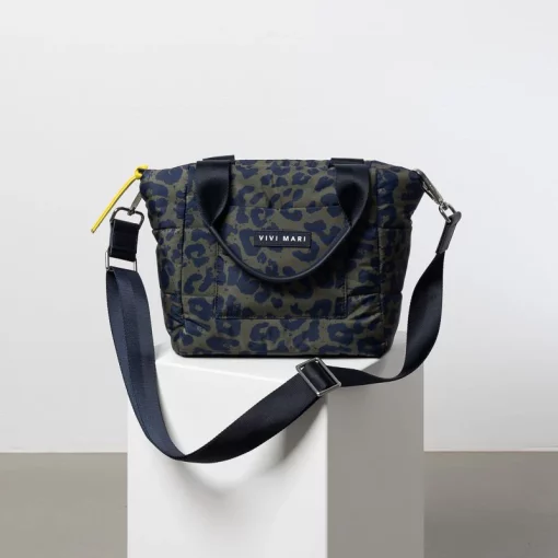 VIVI MARI Padded Tote Bag Leo Splashes Navy/Olive Small
