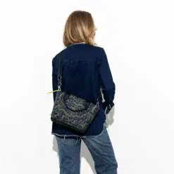 VIVI MARI Padded Tote Bag Leo Splashes Navy/Olive Small