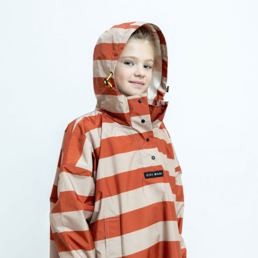 VIVI MARI Raincoat Bold Stripes Cinnamon/Latte (7-9 Jahre)