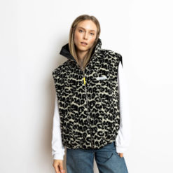 VIVI MARI Reversible Bomber Vest Black/Leo Black-Sand Teddy außen