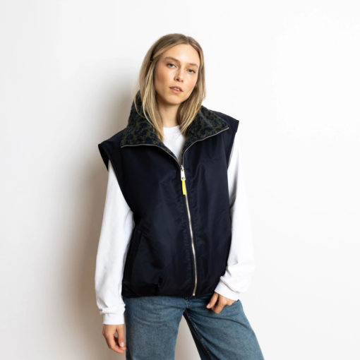 VIVI MARI Reversible Bomber Vest Navy/Leo Navy-Olive