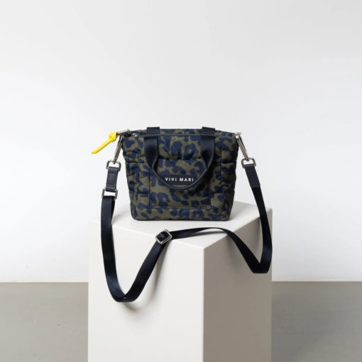 VIVI MARI Padded Tote Bag MINI Leo Splashes Navy/Olive