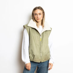 VIVI MARI Reversible Bomber Vest Pale Olive/Sand