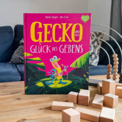 Gecko, und das Glück des Gebens von Rachel Bright dekoriert
