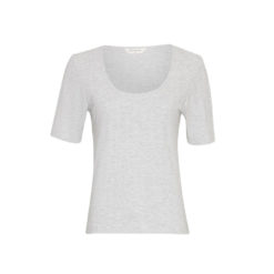 Moss Copenhagen T-Shirt mit Scoop-Ausschnitt Light Grey