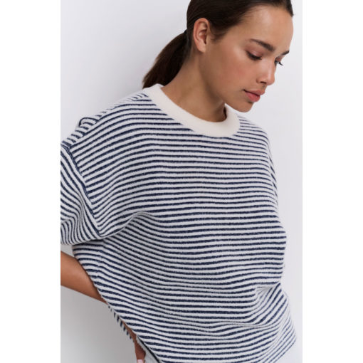 YAYA 3/4 Streifen-Sweater Off White
