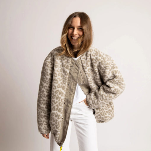 VIVI MARI Reversible Bomber Jacket Stone/Leo Sand-Stone