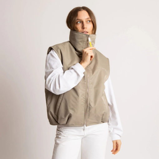 VIVI MARI Reversible Bomber Vest Stone/Leo Sand-Stone