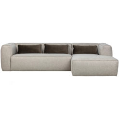 Sofa Chaiselongue L Rechts Sucre Woven Light Grey mit Kissen