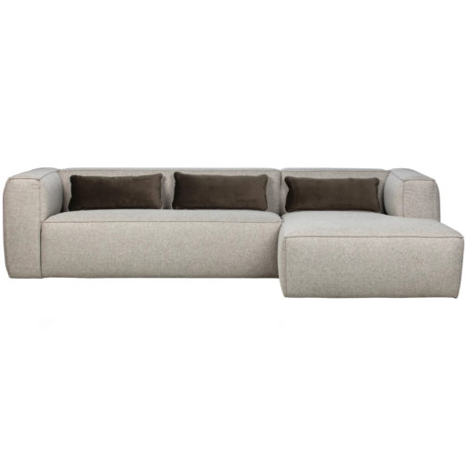 Sofa Chaiselongue L Rechts Sucre Woven Light Grey mit Kissen