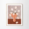 Frankie Penwill Poster White Flowers in Striped Vase gerahmt Holz