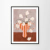 Frankie Penwill Poster White Flowers in Striped Vase gerahmt schwarz