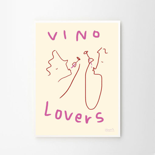 Ruby Hughes Poster Vino Lovers gerahmt weiß