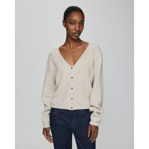 Moss Copenhagen Strick-Cardigan Oatmeal Melange