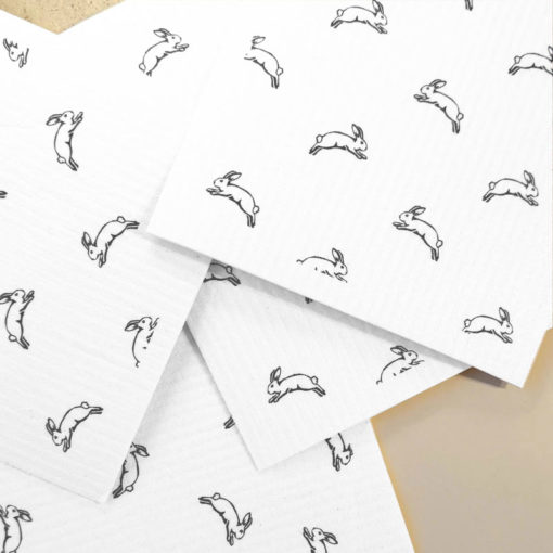 Kiss my Kitchen Schwammtuch Bunny White mehrere aufgefaltet