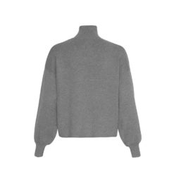 Moss Copenhagen Feinstrick-Pullover mit Ballonärmel Mid Grey Melange Rückansicht