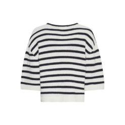 Moss Copenhagen Streifen-Pullover Egret Sky Captain Rückansicht