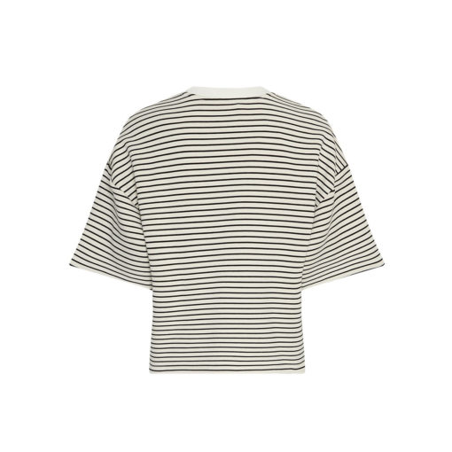Moss Copenhagen Q Streifen-Shirt Oatmeal Black Rückansicht