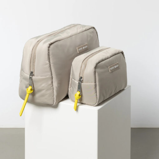 VIVI MARI Padded Toiletry Bag Leo Splashes Stone S und L