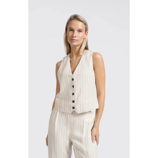 YAYA Weste Nadelstreifen Linen Beige