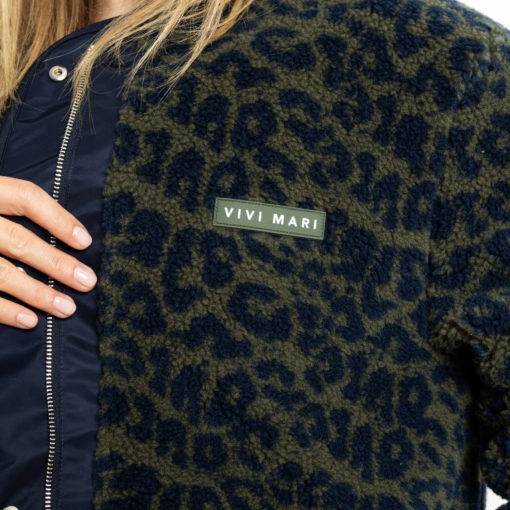 VIVI MARI Reversible Bomber Jacket Navy/Leo Navy-Olive Leo Detail