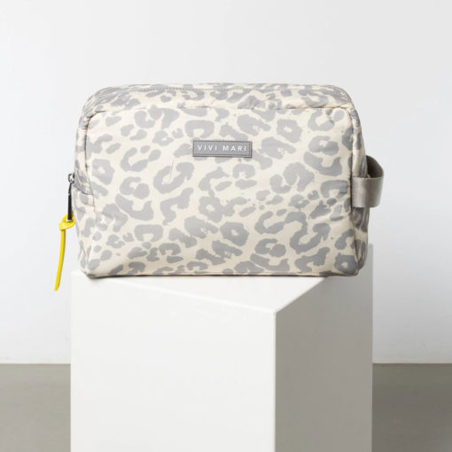 VIVI MARI Padded Toiletry Bag Leo Splashes Grey/Sand L