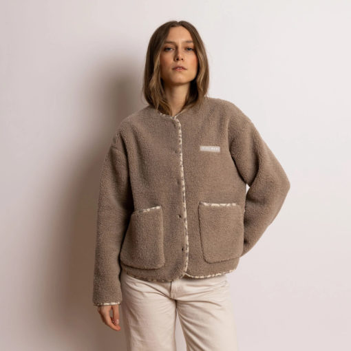 VIVI MARI Teddy Fleece Jacket Mushroom