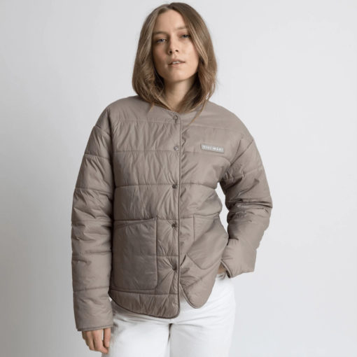 VIVI MARI Ultra Light Puffer Jacket Mushroom/Bold Stripes Mushroom-Sand - Image 5