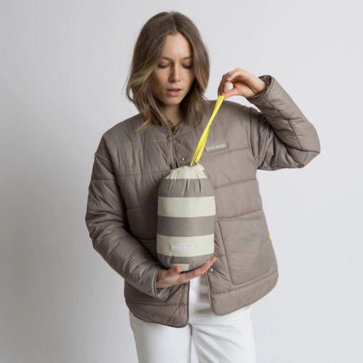 VIVI MARI Ultra Light Puffer Jacket Mushroom/Bold Stripes Mushroom-Sand
