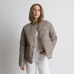 VIVI MARI Ultra Light Puffer Jacket Mushroom/Bold Stripes Mushroom-Sand