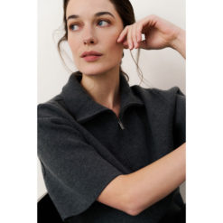 YAYA Kurzarm-Pullover Anthracite
