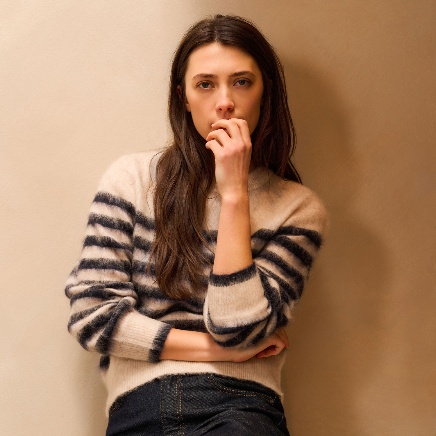 YAYA Streifen-Sweater Collegiate Blue