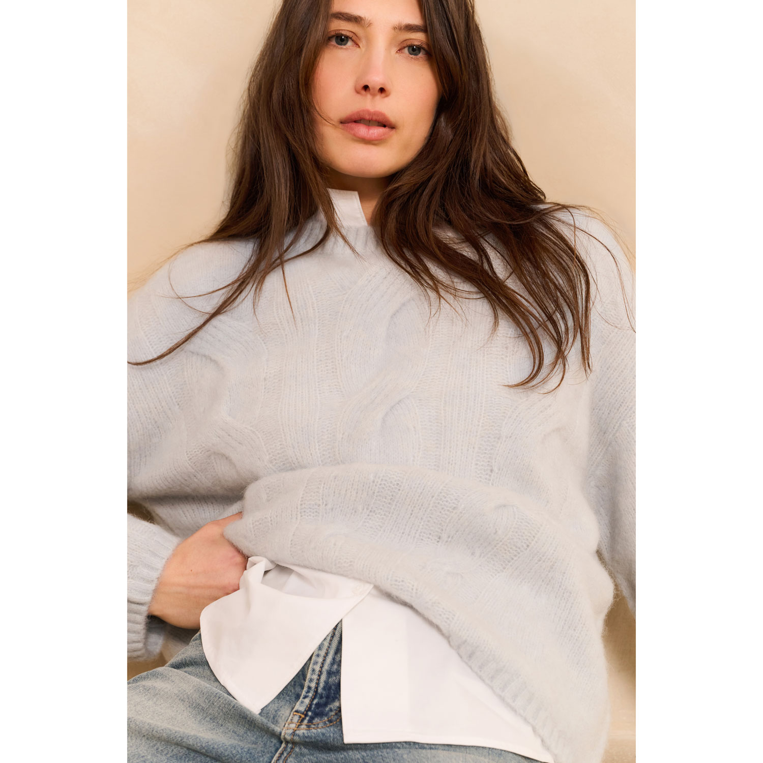 YAYA Zopfmuster-Sweater Spaces Grey - Image 3