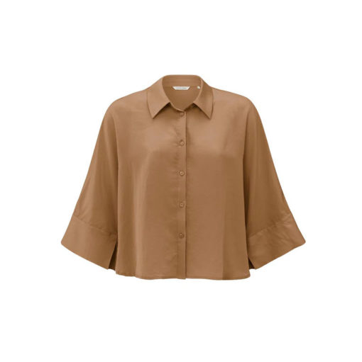 YAYA Lyocell-Bluse Cropped Chipmunk Brown