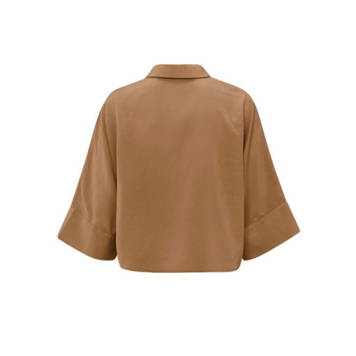 YAYA Lyocell-Bluse Cropped Chipmunk Brown