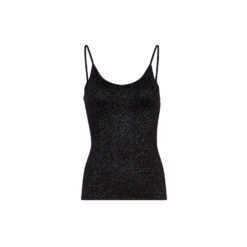 Moss Copenhagen Glitzer-Top Black Silver mit Spaghettiträgern