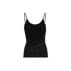 Moss Copenhagen Glitzer-Top Black Silver mit Spaghettiträgern Rückansicht