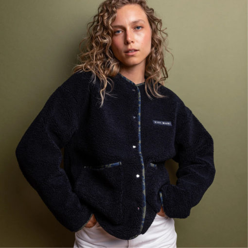 VIVI MARI Teddy Fleece Jacket Navy