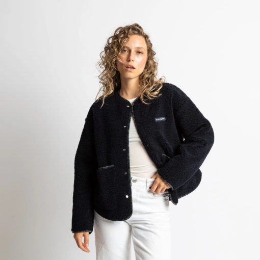 VIVI MARI Teddy Fleece Jacket Navy