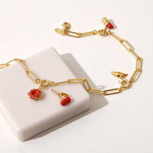 Design Letters Anhänger Croissant und Cherry an Armband