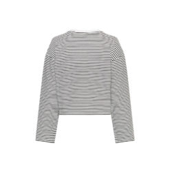 Moss Copenhagen Baumwoll-Pullover Streifen Egret Black Rückansicht