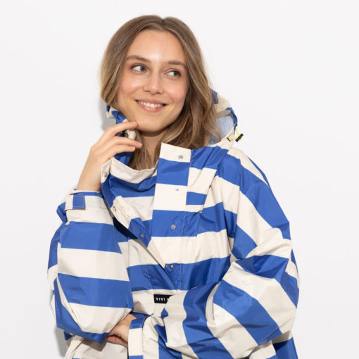 VIVI MARI Raincoat Bold Stripes Blue/Sand