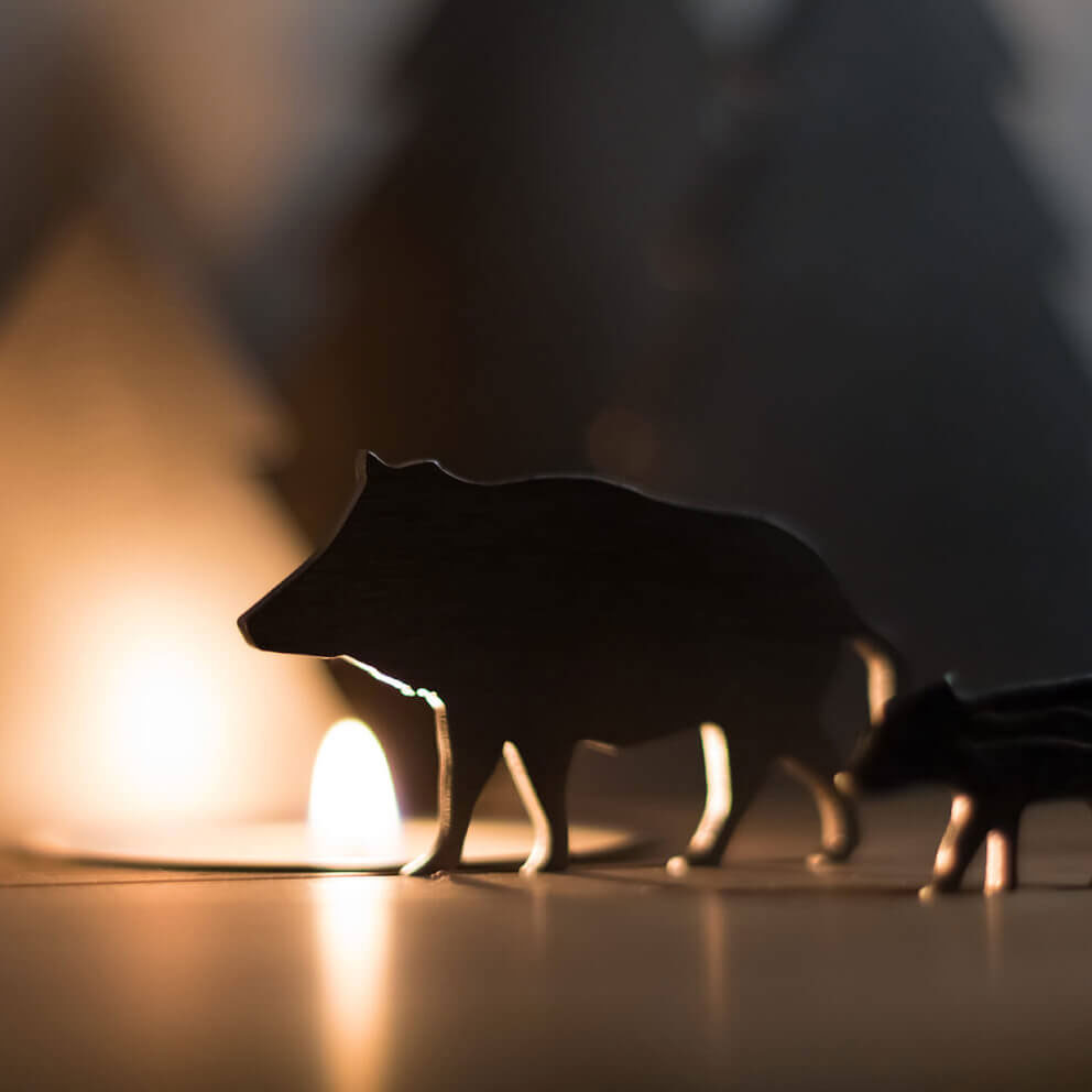 Unoferrum Silhouette Winterlandschaft L Wildschweine