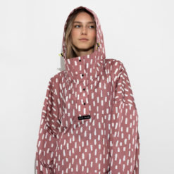 VIVI MARI Raincoat Drops Mauve White Detail mit Kapuze