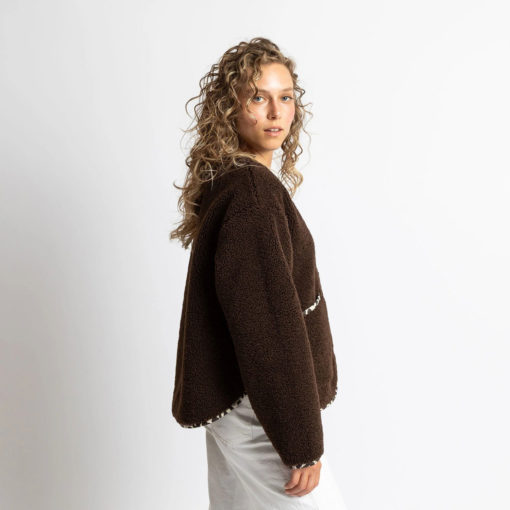 VIVI MARI Teddy Fleece Jacket Chocolate seitlich
